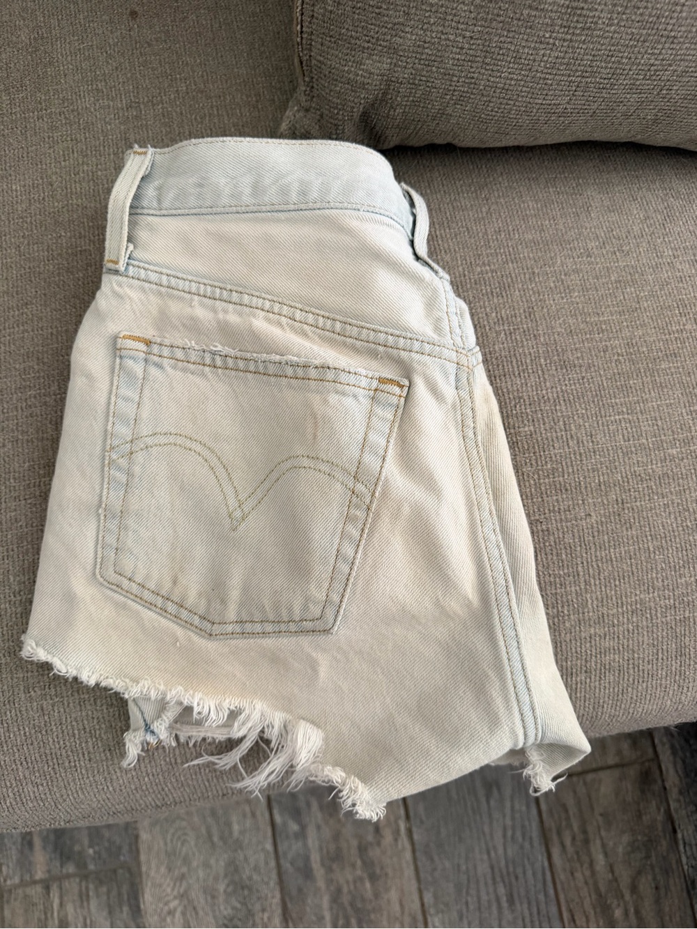 Levi's Cream Cutoff Denim Shorts